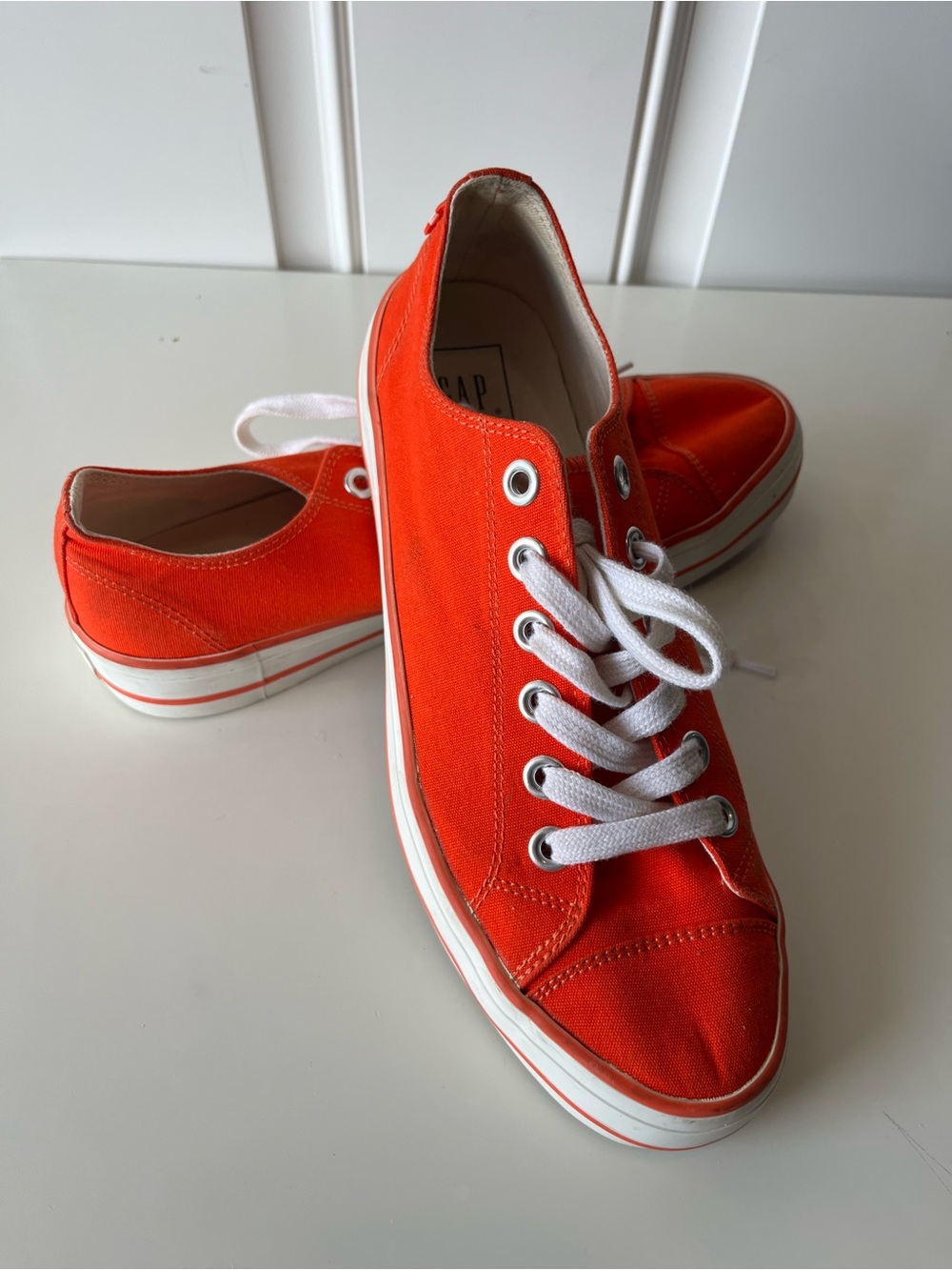 GAP Orange Canvas Low-Top Sneakers with White Laces